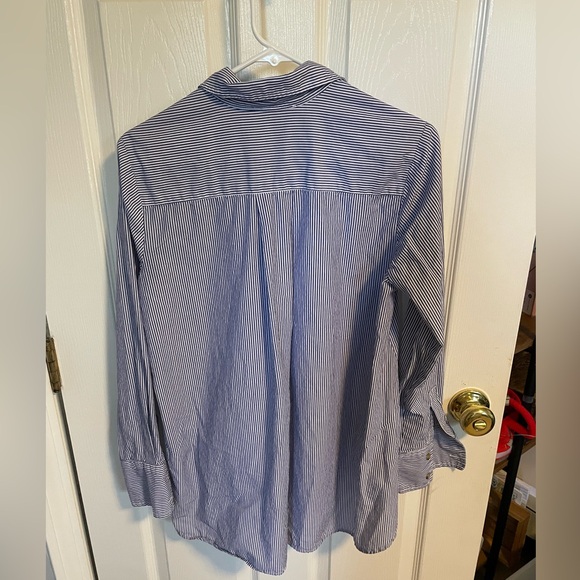 Hatch Maternity Classic Button Down - navy white stripe - Picture 6 of 8